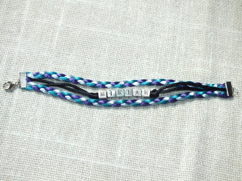 Personalized Name Bracelet Silk Cord Bracelet With Name Blue Etsy