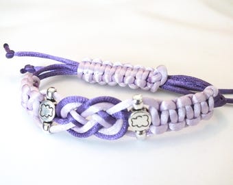 Purple silk bracelet Macrame bracelet Infinity bracelet Josephine bracelet Woven Bracelet Macrame Jewelry Lavender Boho Bracelet Cuff bear