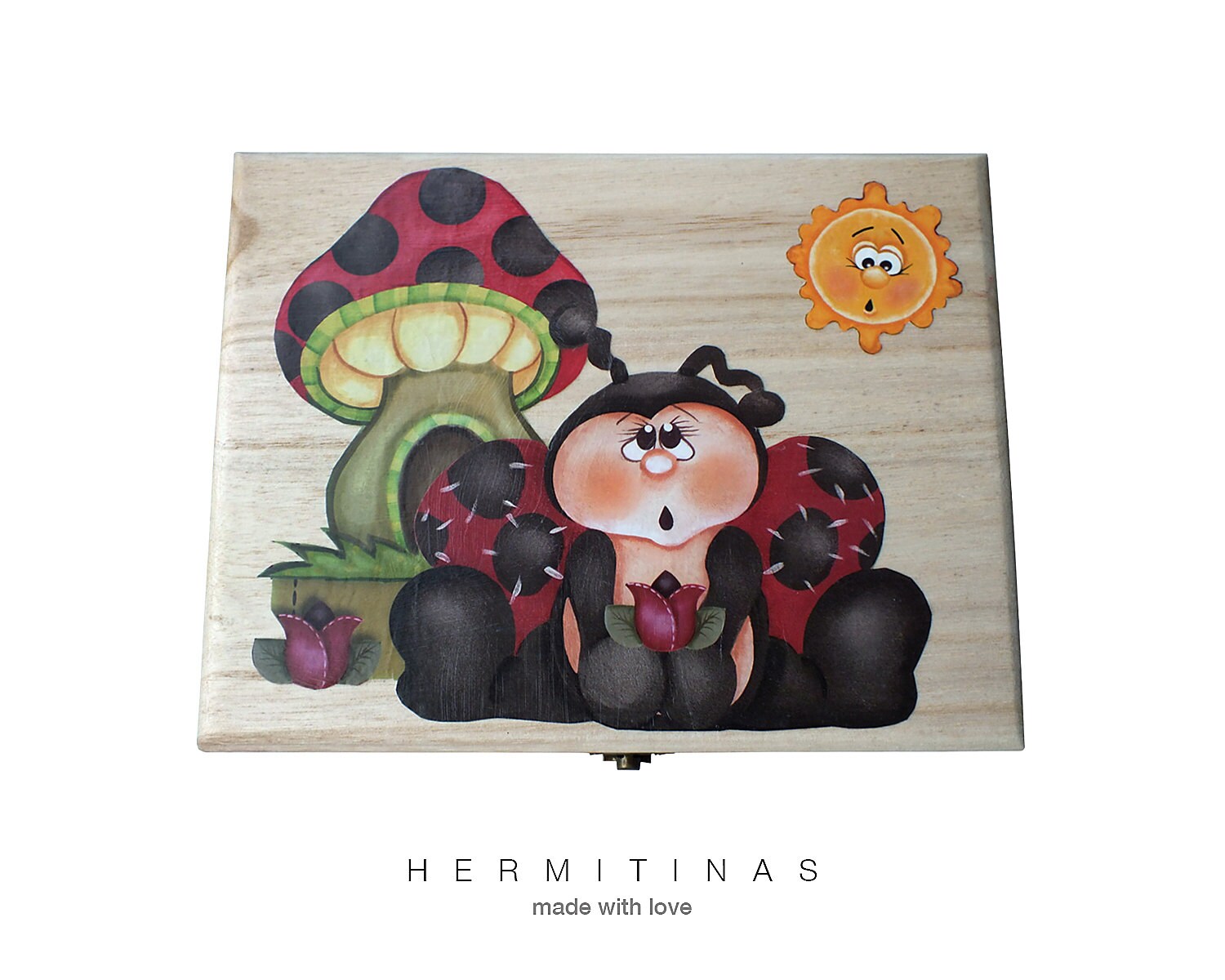 Decoupage Wooden Box Ladybug Keepsake Box Jewelry Wooden Box Lady Bug