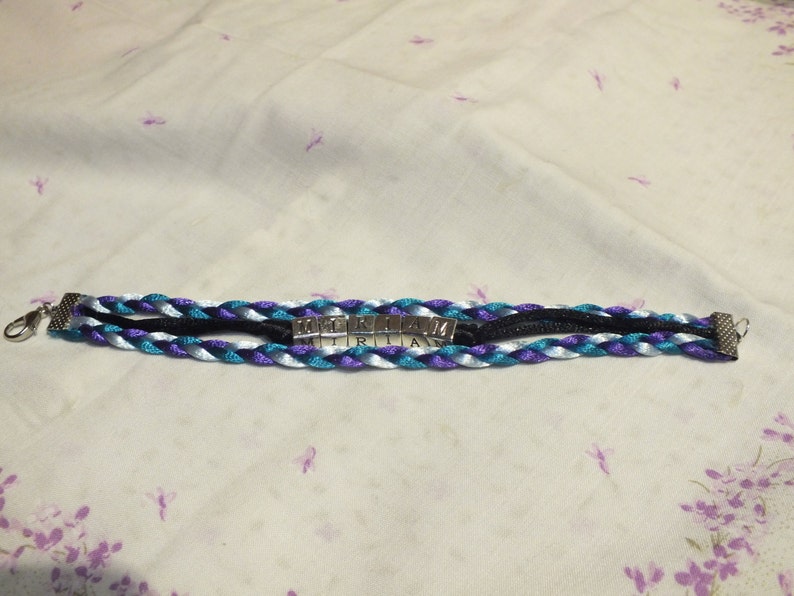 Personalized Name Bracelet Silk Cord Bracelet With Name Blue Etsy