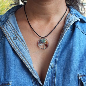 Tree of Life Necklace, Tree Crystals Pendant, Tree Wire Necklace, Chakras Pendant, Tree Amulet, Chakras Jewelry, Gift for Women