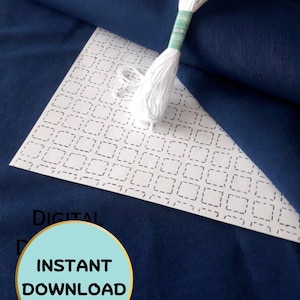 Sashiko Pattern, PDF Japanese Embroidery Pattern, DIY Sashiko, Sashiko Squares, Decorative Embroidery Pattern, Digital Download Pattern,