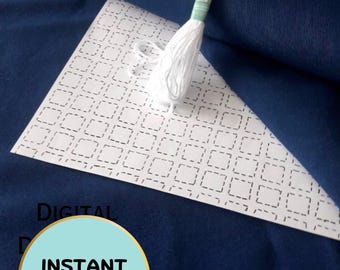 Sashiko Pattern, PDF Japanese Embroidery Pattern, DIY Sashiko, Sashiko Squares, Decorative Embroidery Pattern, Digital Download Pattern,