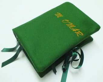 Copertina del libro ricamata, copertina personalizzata della Bibbia, borsa del libro di feltro, custodia della Bibbia del nome, copertina dell'agenda, regalo dell'insegnante, copertina del libro