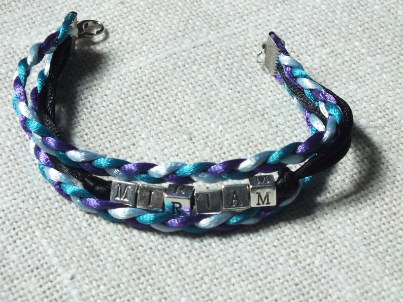 Personalized Name Bracelet Silk Cord Bracelet With Name Blue Etsy