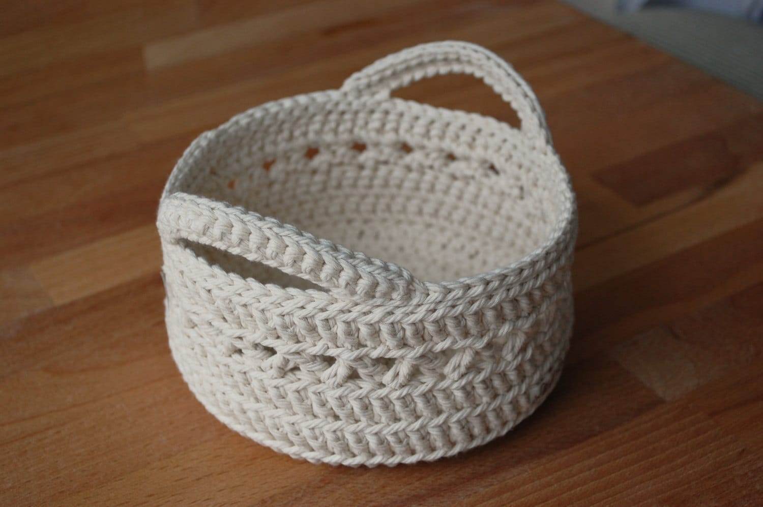 Medium Crochet Basket with Handles Etsy