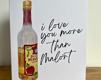 Te amo más que Malort, tarjeta de felicitación divertida, regalo de Malort, regalo de Chicago, tarjeta de cumpleaños divertida, papelería de Chicago, papelería divertida