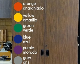 Classroom Color Chart, English Spanish Colors, Teacher Decal, Classroom Decor, Vinyl Wall Decal, Classroom Wall Decal, Spanish Classroom