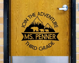 Teacher Name, Adventure theme classroom, customizable teacher decal, classroom decor, classroom wall decal, growth mindset, teacher door,