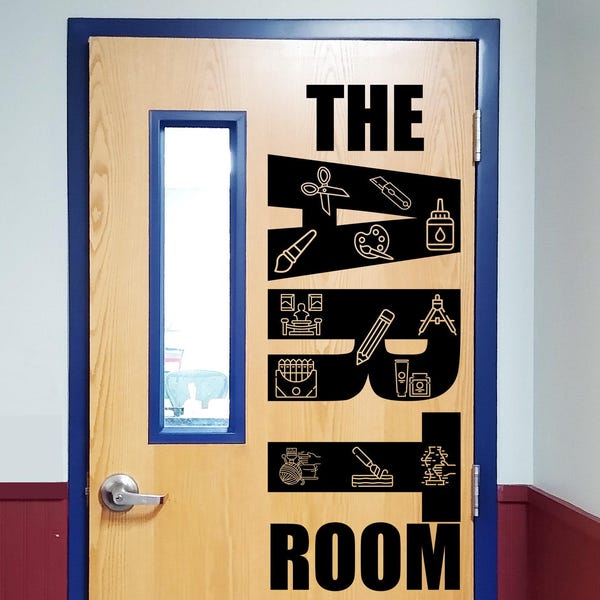 Art Room Classroom Door Vinyl Decal | Large Teacher Door Sign for All Grade Levels | Colorful School Art Decor | Art Department Vinyl Decal