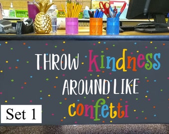 Throw Kindness, teacher desk decal, classroom decor, vinyl wall decal, classroom wall decal, growth mindset, teacher decal, confetti dots