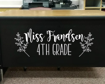 Teacher Name, teacher desk decal, classroom decor, vinyl wall decal, classroom wall decal, growth mindset, teacher decal, farmhouse style