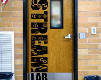 The STREAM Lab, teacher decal, school classroom, vinyl wall decal, classroom wall decal, STEAM Lab, teacher door, Science, Technology, Math