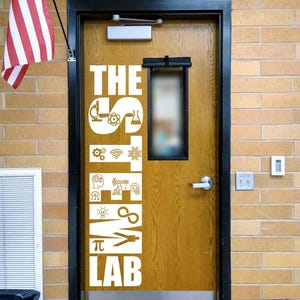 The STEM Lab, teacher decal, school classroom, vinyl wall decal, classroom wall decal, STEM Class, teacher door, Science, Technology, Math