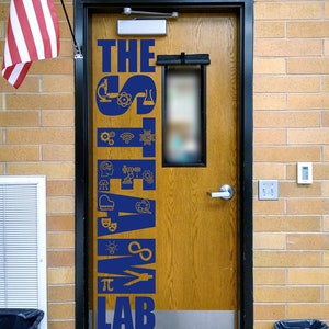 The STEAM Lab, teacher decal, school classroom, vinyl wall decal, classroom wall decal, STEAM Class, teacher door, Science, Technology, Math