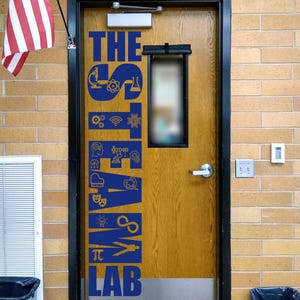 The STEAM Lab, teacher decal, school classroom, vinyl wall decal, classroom wall decal, STEAM Class, teacher door, Science, Technology, Math