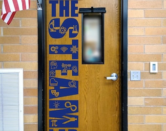 The STEAM Lab, teacher decal, school classroom, vinyl wall decal, classroom wall decal, STEAM Class, teacher door, Science, Technology, Math