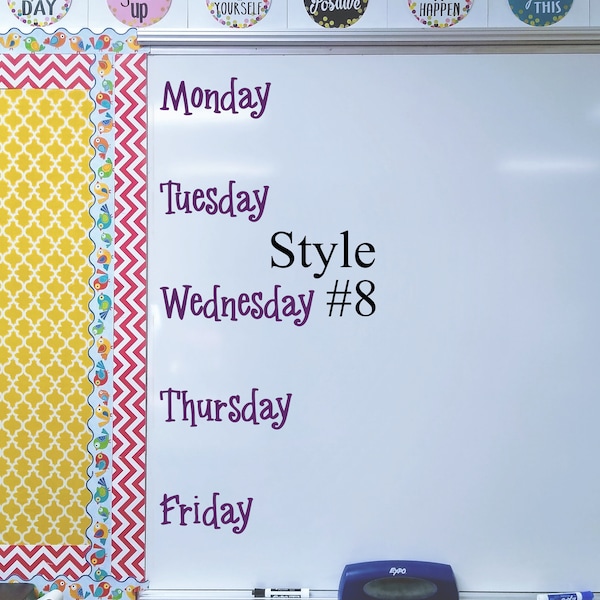 School Calendar decal, teacher decal, classroom decor, classroom wall decal, growth mindset, today is, Monday Friday, whiteboard calendar