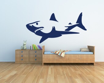3D Shark Funny G188 Animal Wallpaper Mural Poster Wall Stickers Decal Wendy