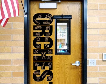 Full Orchestra Classroom Door Vinyl Decal with Music Icons | Large Orchestra Room Door Sign | School Music Class Decor | Music Department