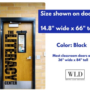 a door with a large American flag hanging on it, indicating that the door is part of a classroom or school setting.