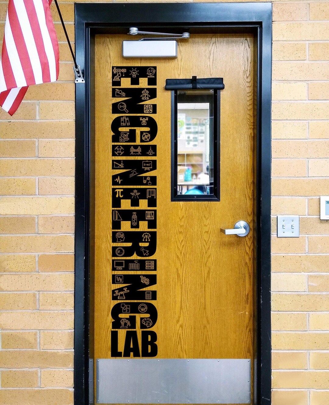Engineering Lab Door Vinyl Decal With STEM Icons | Large Teacher Door ...