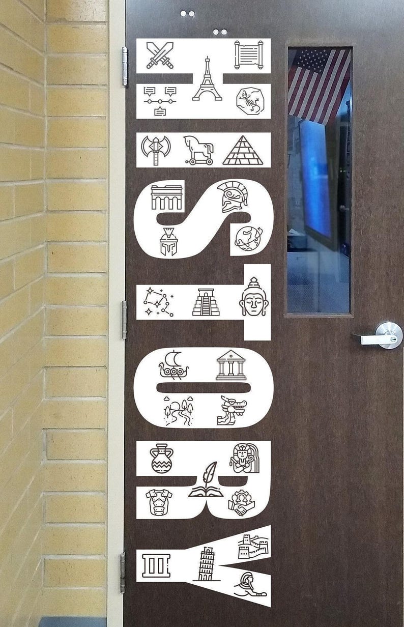 Ancient History Classroom Door Decal | Vinyl Door Sign for Teachers | History Classroom Décor | Educational Wall Sticker | World History Bild 2