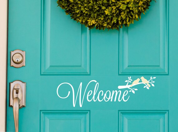 Welcome Front Door Decal Sign Wall Vinyl Lettering