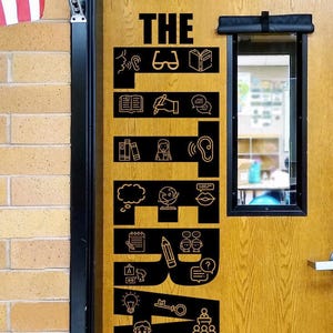 Literacy Center Door Vinyl Decal with Reading Icons | Classroom Reading Corner Sign | Elementary Classroom Decor | Literacy Coach | Library image 2
