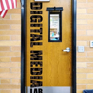 Digital Media Lab Door Vinyl Decal with Multiple Icons | Large Teacher Door Sign | Multimedia Classroom Decor | Digital Production Decal