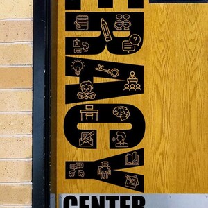 Literacy Center Door Vinyl Decal with Reading Icons | Classroom Reading Corner Sign | Elementary Classroom Decor | Literacy Coach | Library image 3