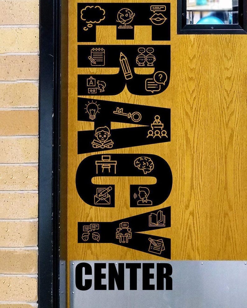 Literacy Center Door Vinyl Decal with Reading Icons | Classroom Reading Corner Sign | Elementary Classroom Decor | Literacy Coach | Library image 3