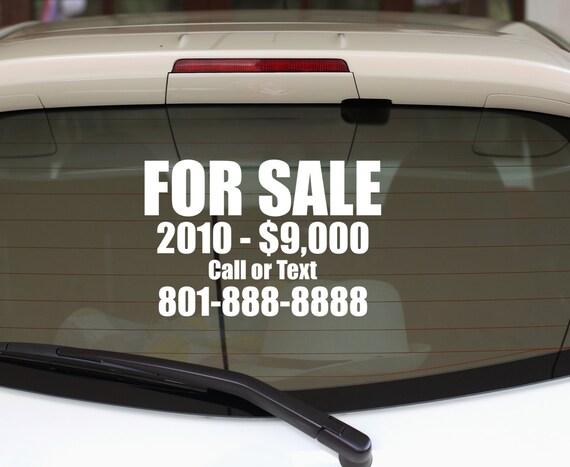 "For Sale & Phone Number" Vinyl Decal Sticker - White, For Car Truck SUV Window 5 thumbnail image