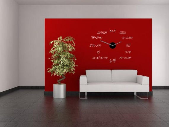 Reloj de matemáticas, calcomanías de pared de matemáticas, calcomanía de  vinilo para pared, calcomanías de reloj de matemáticas, arte científico,