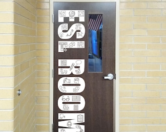 ESL Classroom Door Vinyl Decal with Language Icons | Large Teacher Door Sign | English Language Learning Decor | Bilingual and Multilingual