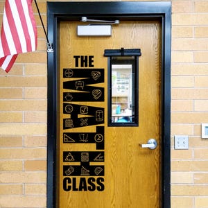 The Math Class, teacher decal, school classroom, vinyl wall decal, classroom wall decal, teacher door, algebra trig numbers measuring pencil