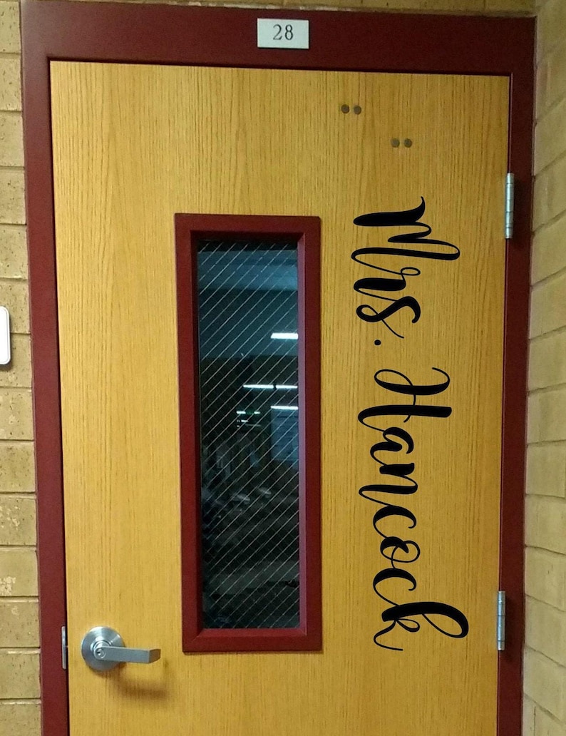 Teacher Name, teacher decal, classroom decor, vinyl wall decal, classroom wall decal, growth mindset, teacher door, farmhouse style, come in image 3
