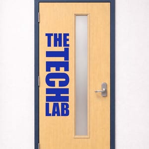 Tech Lab Door Vinyl Decal with Technology Icons | Large STEM Classroom Door Sign | Computer Lab School Decor | Programming and Computers