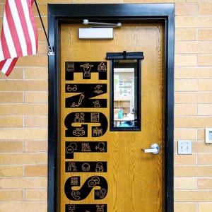 English Classroom Door Vinyl Decal with Literary Icons | Large Teacher Door Sign | Reading Writing Classroom Decor | Language Arts Classroom