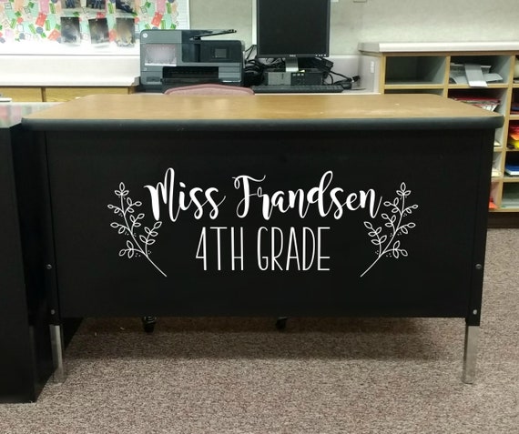 Teacher Name Desk Decal, Teacher Desk Decor