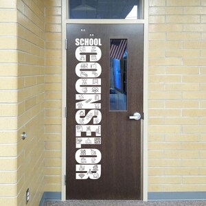 School Counselor Door Vinyl Decal with Support Icons | Counseling Office Door Sign | Student Services Decor | Guidance Office Decal