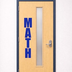 Autocollant de porte « Mathématiques avancées » | Panneau en vinyle pour la salle de classe (enseignants) | Décoration « Algèbre, Géométrie, Calcul » | Sticker mural pour laboratoire de mathématiques