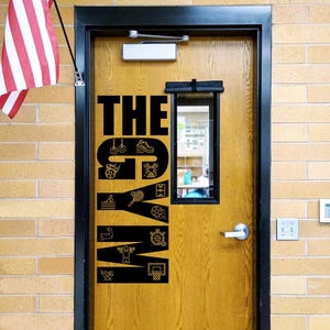 The Gym, teacher decal, school classroom, vinyl wall decal, classroom wall decal, sports gym equipment, swimming lacrosse, soccer run race