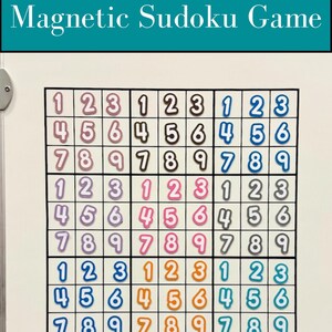Sudoku Magnetic Game, White Board game, Fast finishers, Teacher must haves, classroom decal, teacher decal, classroom magnets, indoor recess bild 1