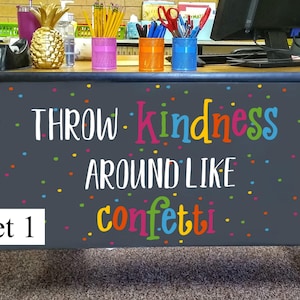 Throw Kindness, teacher desk decal, classroom decor, vinyl wall decal, classroom wall decal, growth mindset, teacher decal, confetti dots