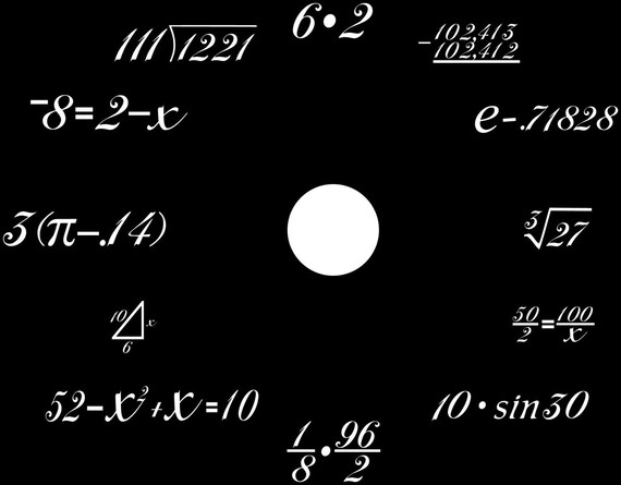 Reloj de matemáticas, calcomanías de pared de matemáticas, calcomanía de  vinilo para pared, calcomanías de reloj de matemáticas, arte científico,