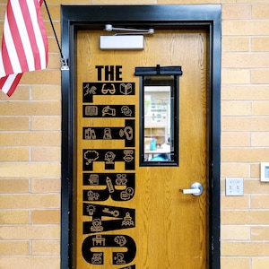 Literacy Center Door Vinyl Decal with Reading Icons | Classroom Reading Corner Sign | Elementary Classroom Decor | Literacy Coach | Library image 1