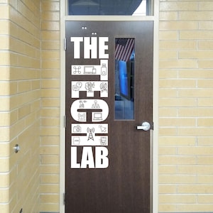 Tech Lab Door Vinyl Decal with Technology Icons | Large STEM Classroom Door Sign | Computer Lab School Decor | Programming and Computers