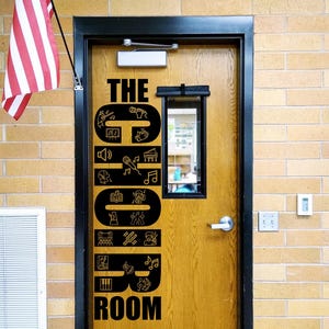 The CHOIR Room, teacher decal, school classroom, vinyl wall decal, classroom wall decal, Choir, sheet music, voices, soprano, bass conductor