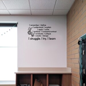 STEM Problem Solving Steps Vinyl Decal | STEAM Classroom Thinking Process Wall Quote | Engineering Design Thinking Words | Removable